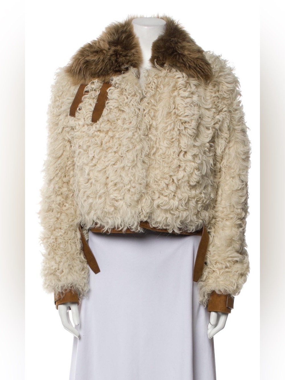Vintage Late 1970s Glam Fur Full Curly Lamb Jacket RARE Bold Editorial Unique - Picture 2 of 10